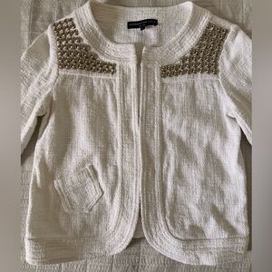 Generation Love White Textured Jacket with Stud Accents